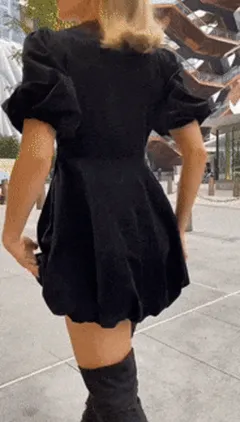 blonde flashing her perfect black thong ass in public