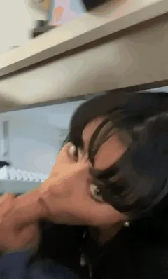 Giving her roommate support while he's gaming BlowJob