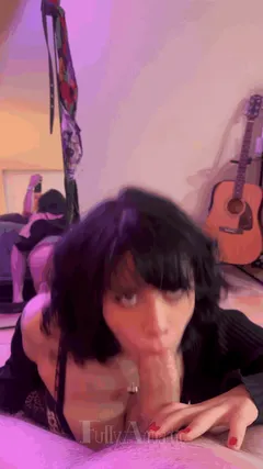 Childhood best friend came by to complain about her boyfriend GothBlowjobs
