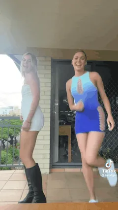 babes doing their naughty little dance routine "accidentally" upskirt themselves & flash their chastely white panties for the camera