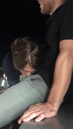 Eating some cum in public