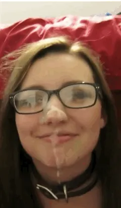 cute brunette blasted with cum