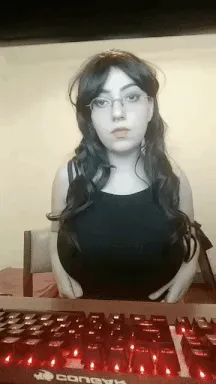 gorgeous amateur teen showing off her huge tits again.