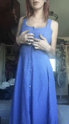 redhead flashes her giant tits and skinny body